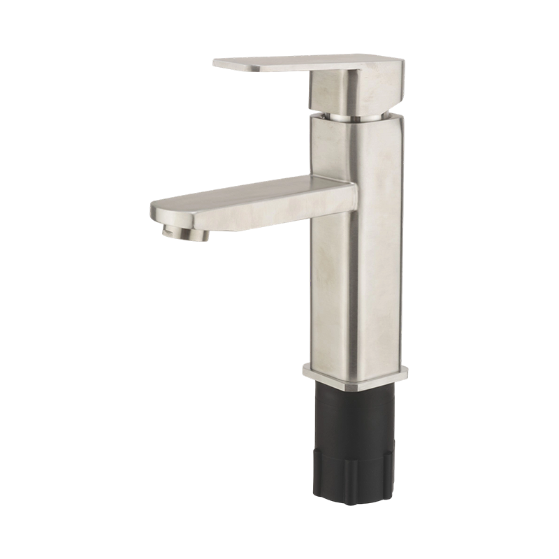 304 Stainless Steel Square Basin Faucet with Flat Spout