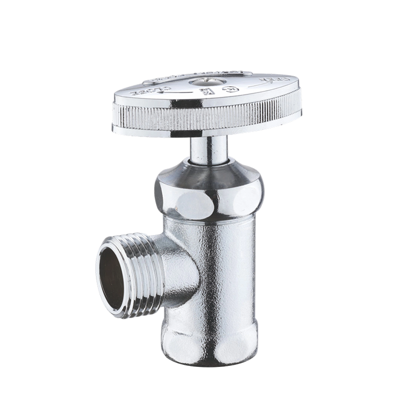 Sandblasted Brass Split Angle Valve with Round Handle