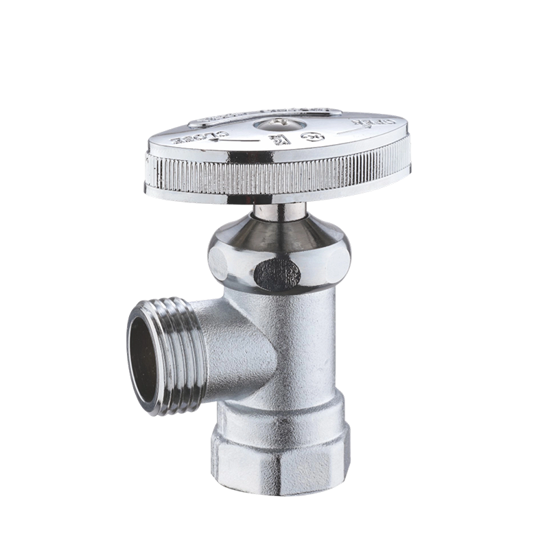 Sandblasted Brass Split Angle Valve with Round Handle