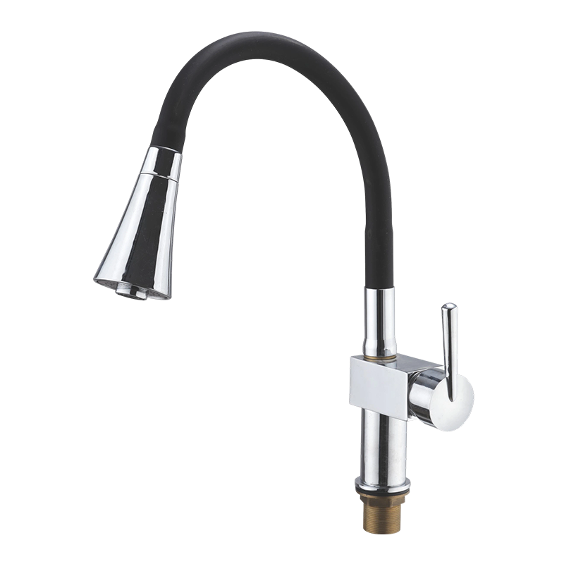 Square Brass Silicone Flexible Tube Kitchen Faucet