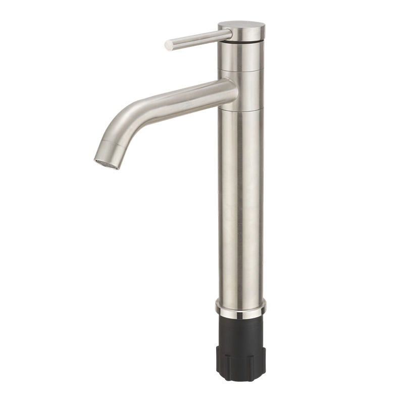 304 Stainless Steel Rotating Tall Basin Faucet with Curved Spout
