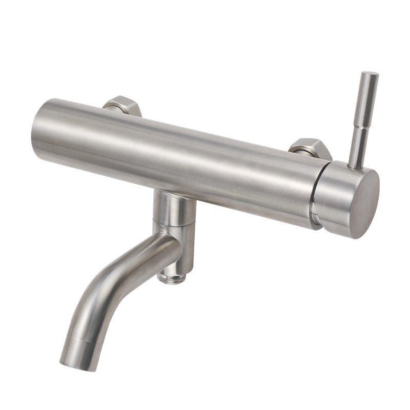 304 Stainless Steel Wall-Mounted Bath Faucet with Curved Spout