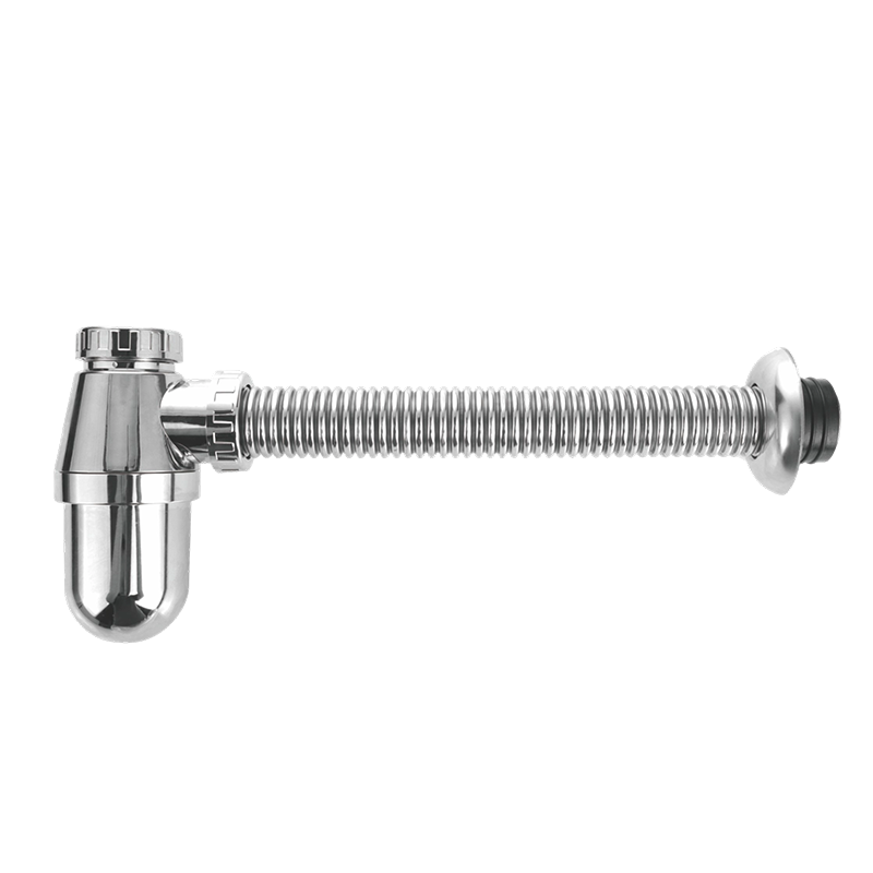 ABS Wall Outlet Basin Drain Pipe with ABS Body and 304 Stainless Steel Corrugated Tube